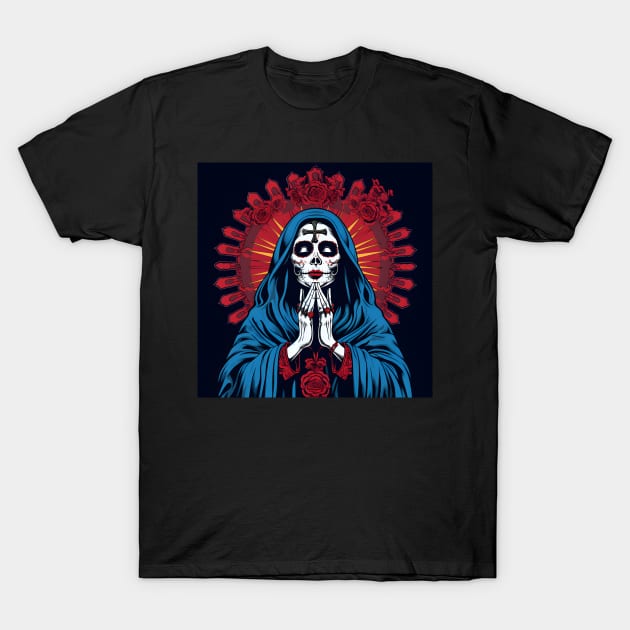 Day Of The Dead - Praying La Calavera Catrina - Santa Muerte T-Shirt by VisionDesigner